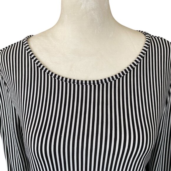 Ann Taylor black and white vertical striped long sleeve pullover stretchy top S - Picture 5 of 8